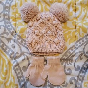 BLUSH PINK NEWBORN HAT & MITTEN SET